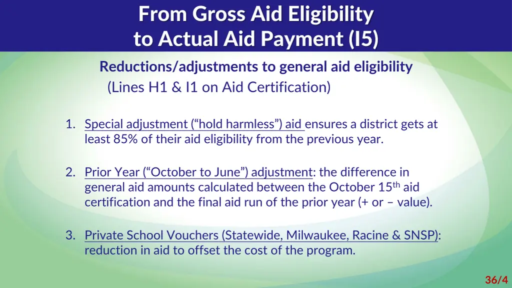 from gross aid eligibility to actual aid payment