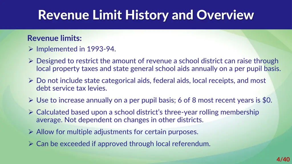 revenue limit history and overview