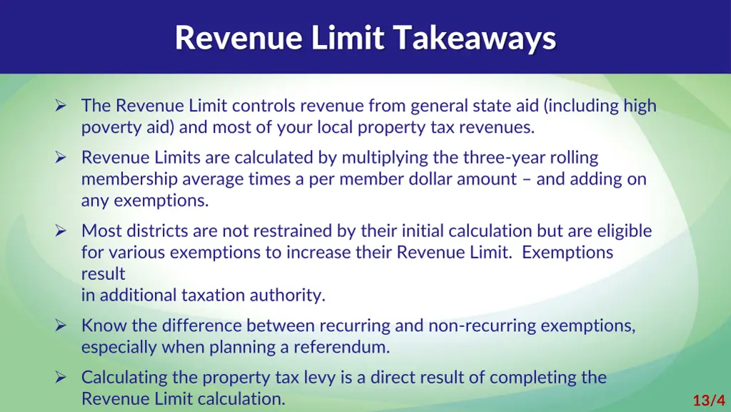 revenue limit takeaways