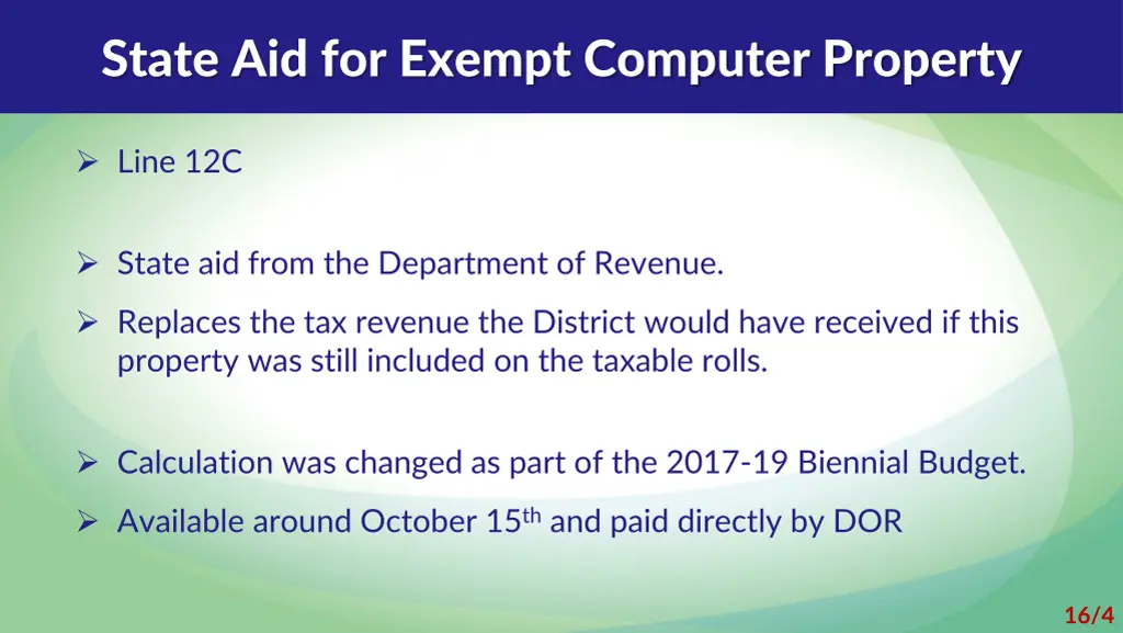 state aid for exempt computer property