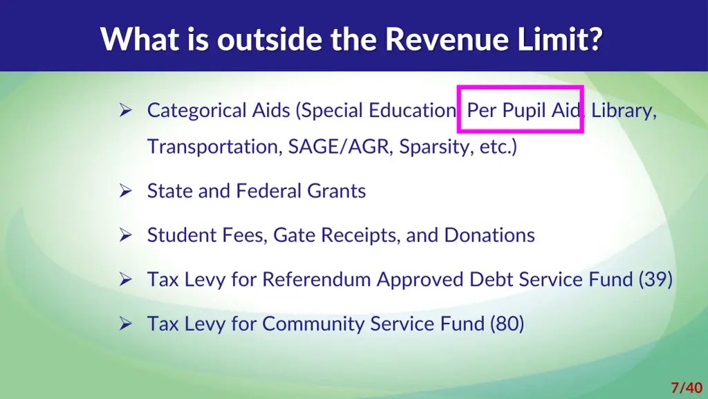 what is outside the revenue limit