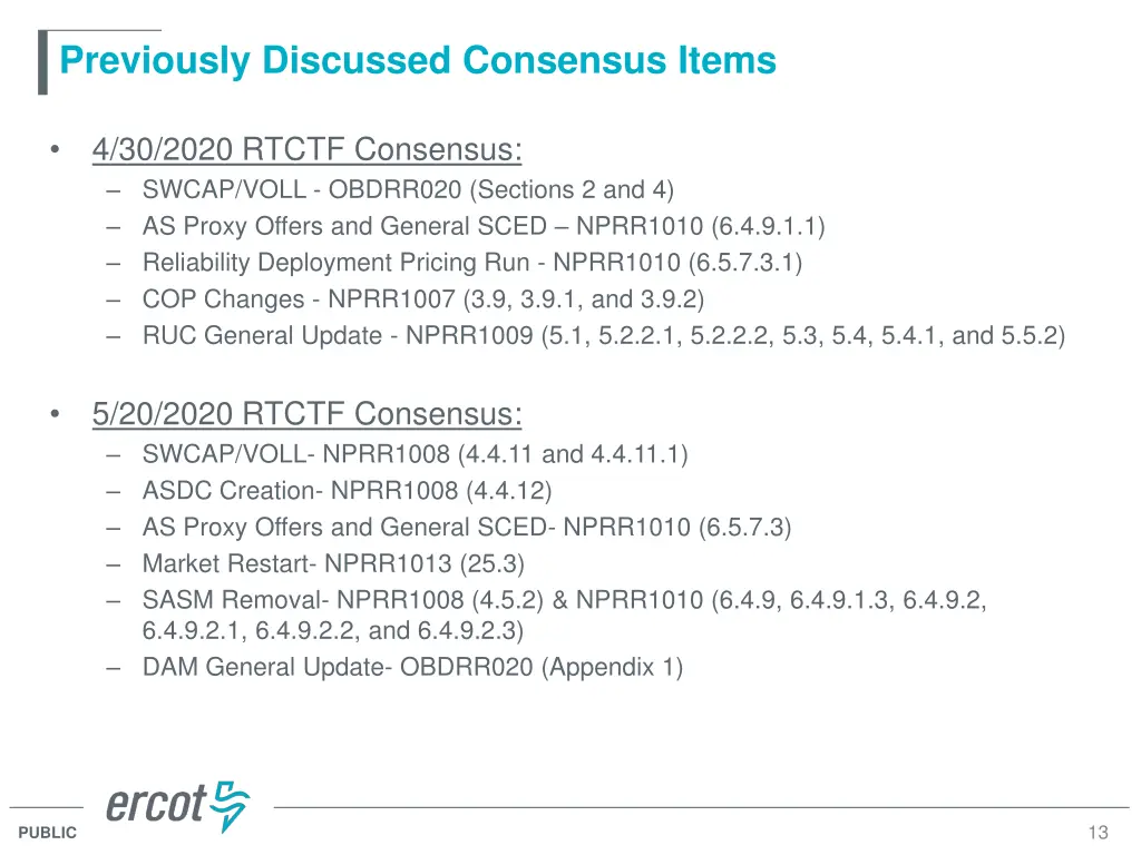 previously discussed consensus items