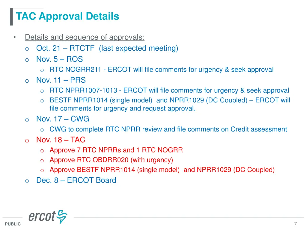 tac approval details