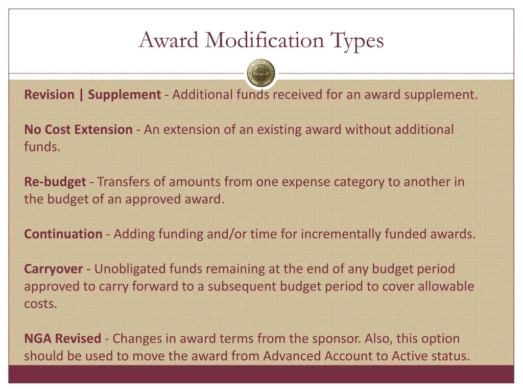 award modification types