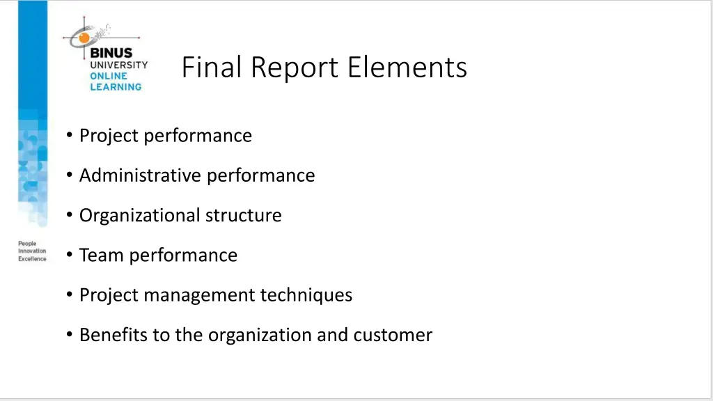 final report elements