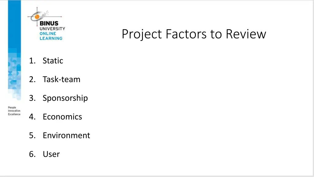 project factors to review