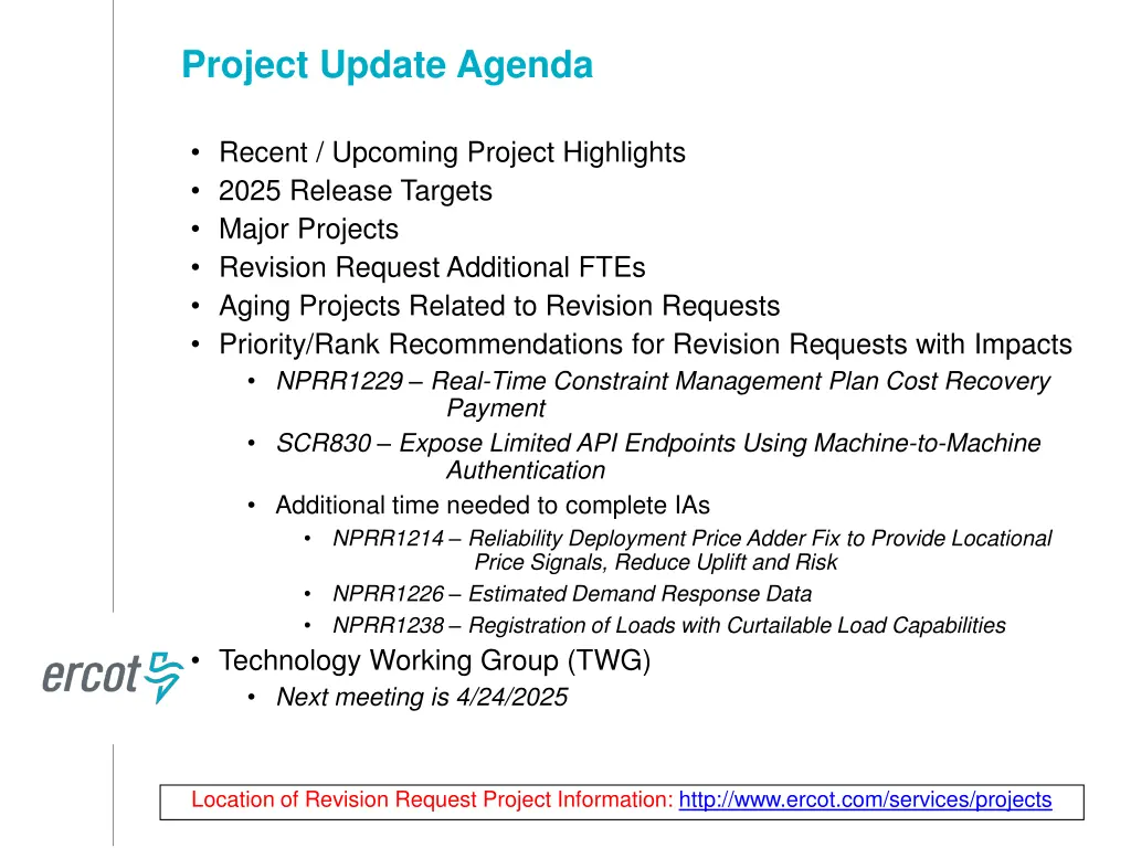 project update agenda