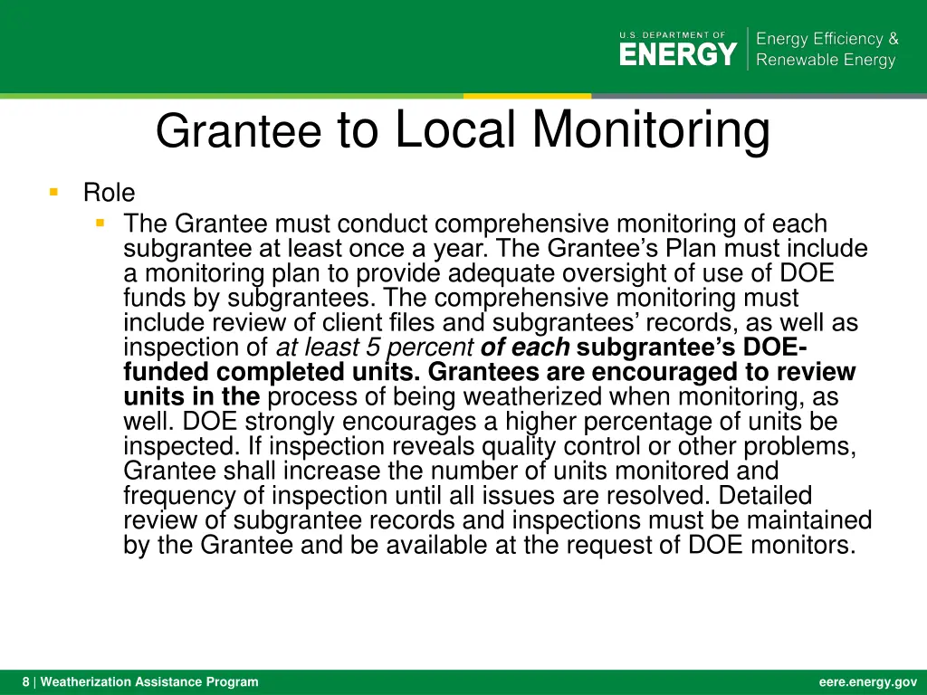 grantee to local monitoring 1