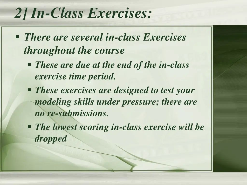 2 in class exercises