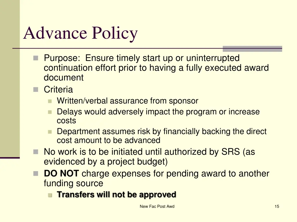 advance policy