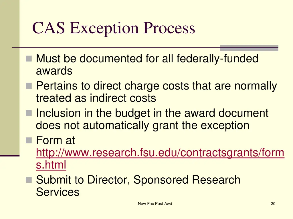 cas exception process