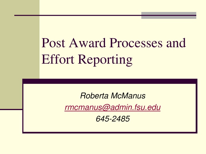 post award processes and effort reporting