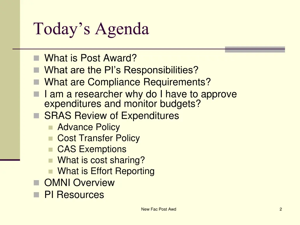 today s agenda