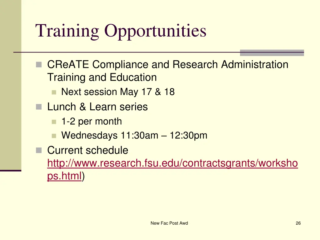 training opportunities