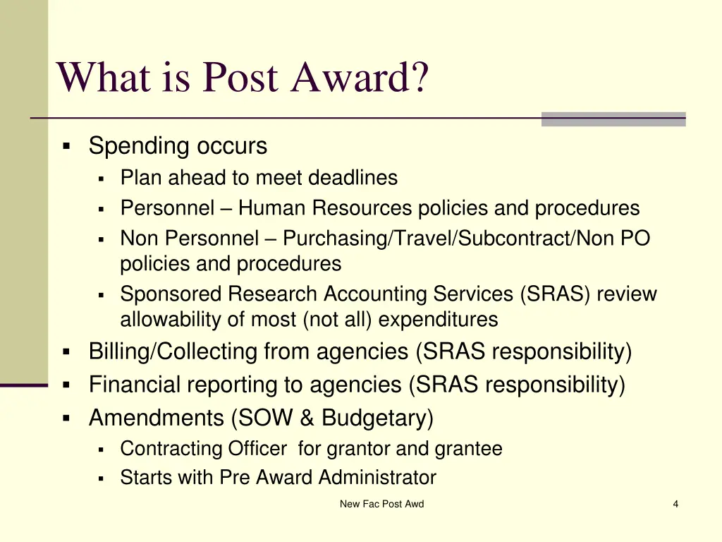 what is post award 1