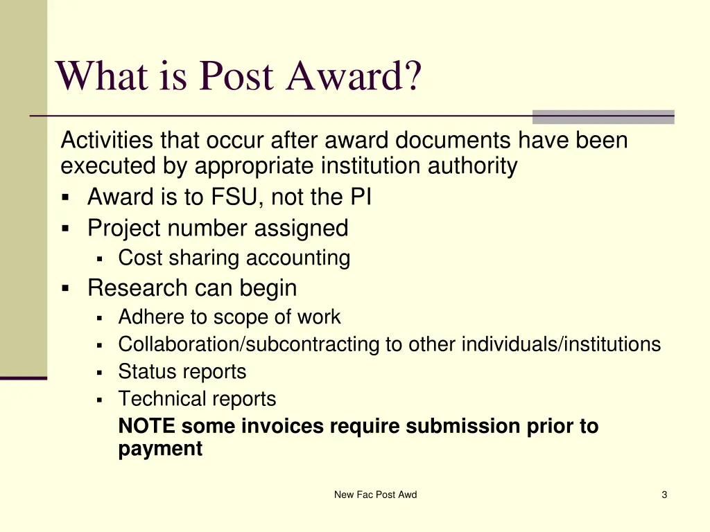 what is post award