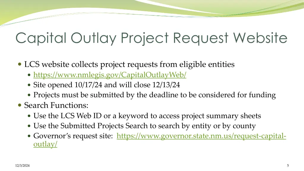 capital outlay project request website