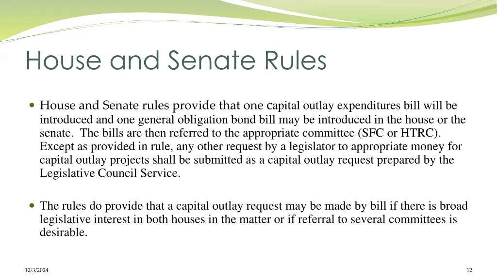 house and senate rules