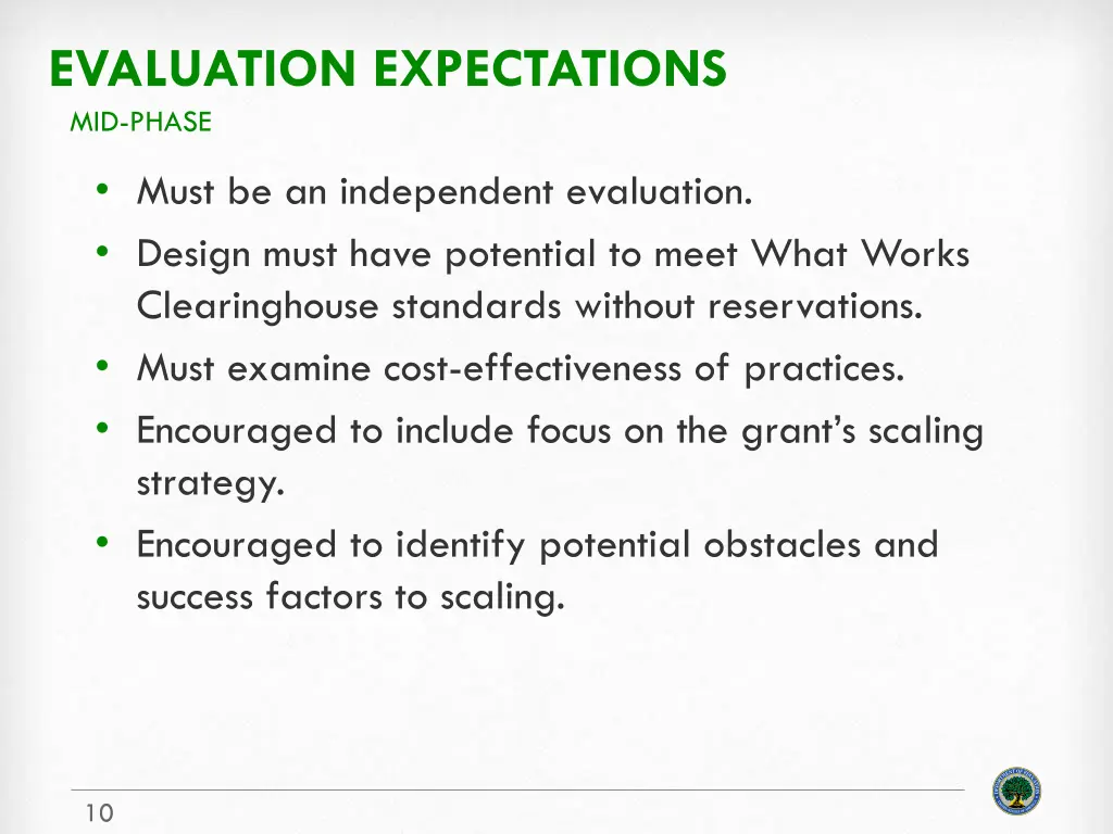 evaluation expectations