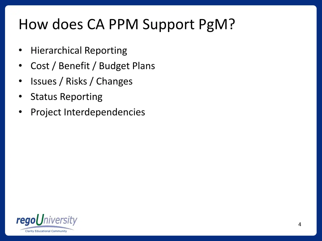 how does ca ppm support pgm