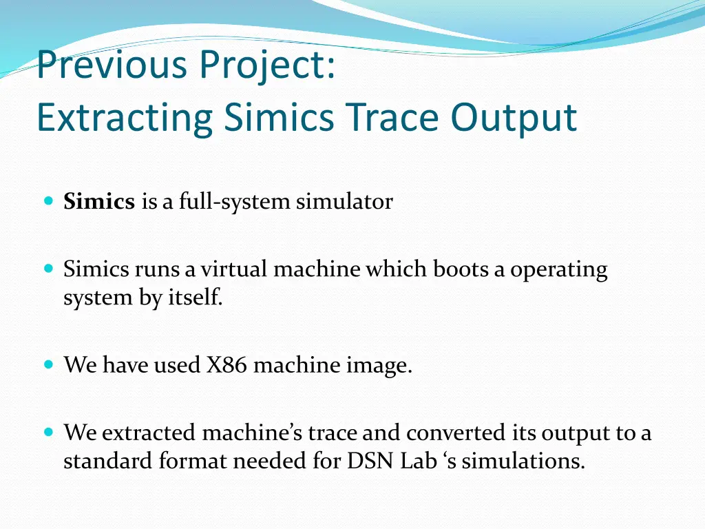 previous project extracting simics trace output