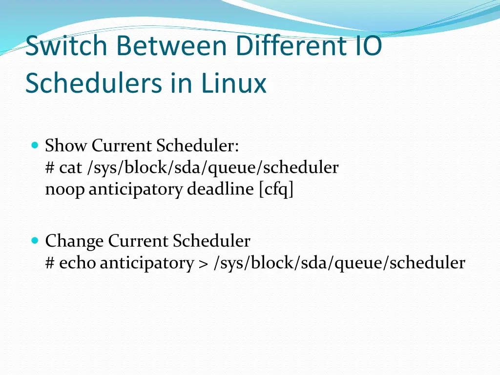 switch between different io schedulers in linux