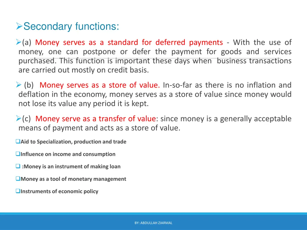 secondary functions