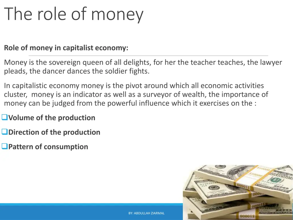the role of money