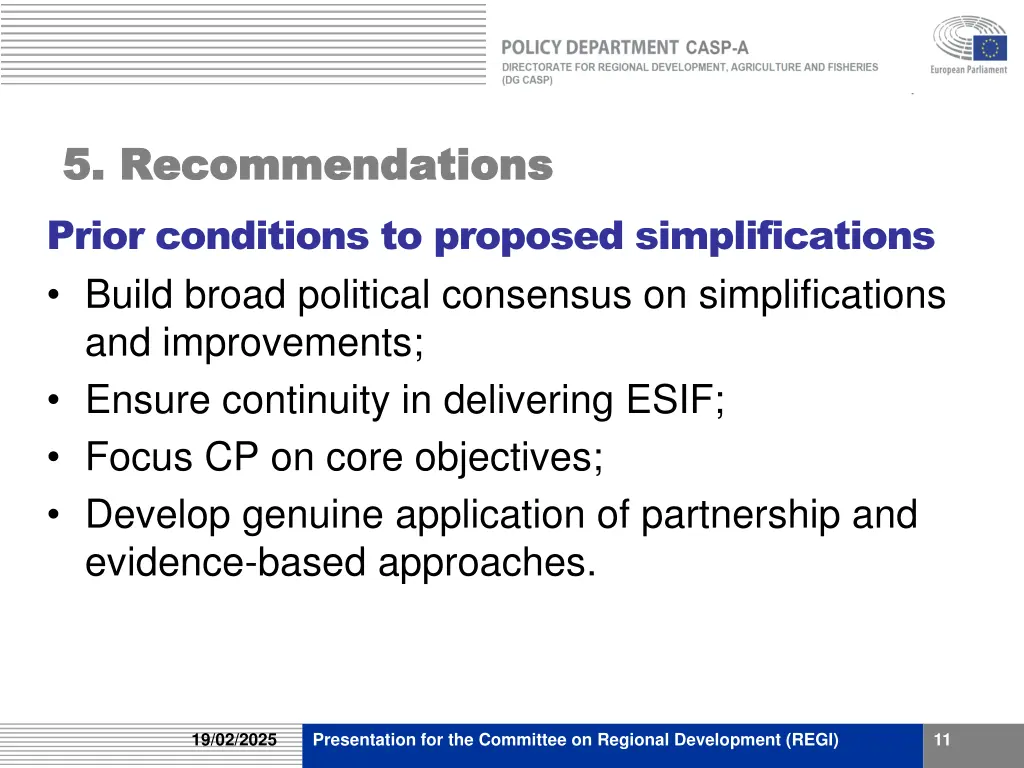 5 recommendations 5 recommendations prior