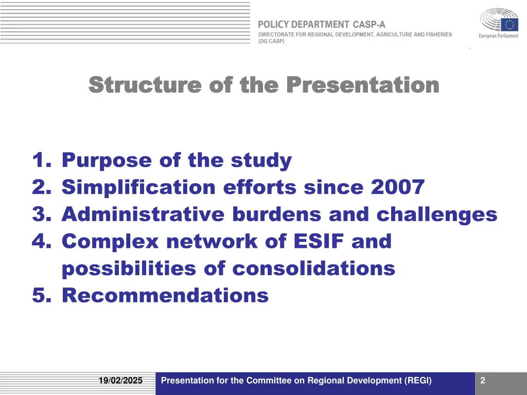 structure of the presentation structure