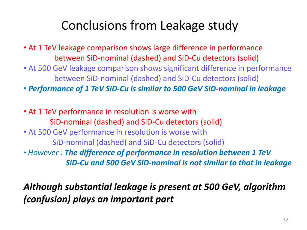 conclusions from leakage study
