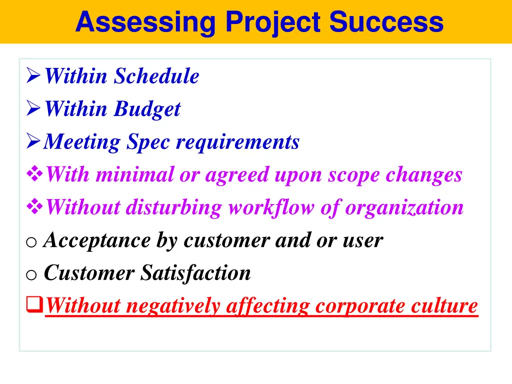 assessing project success