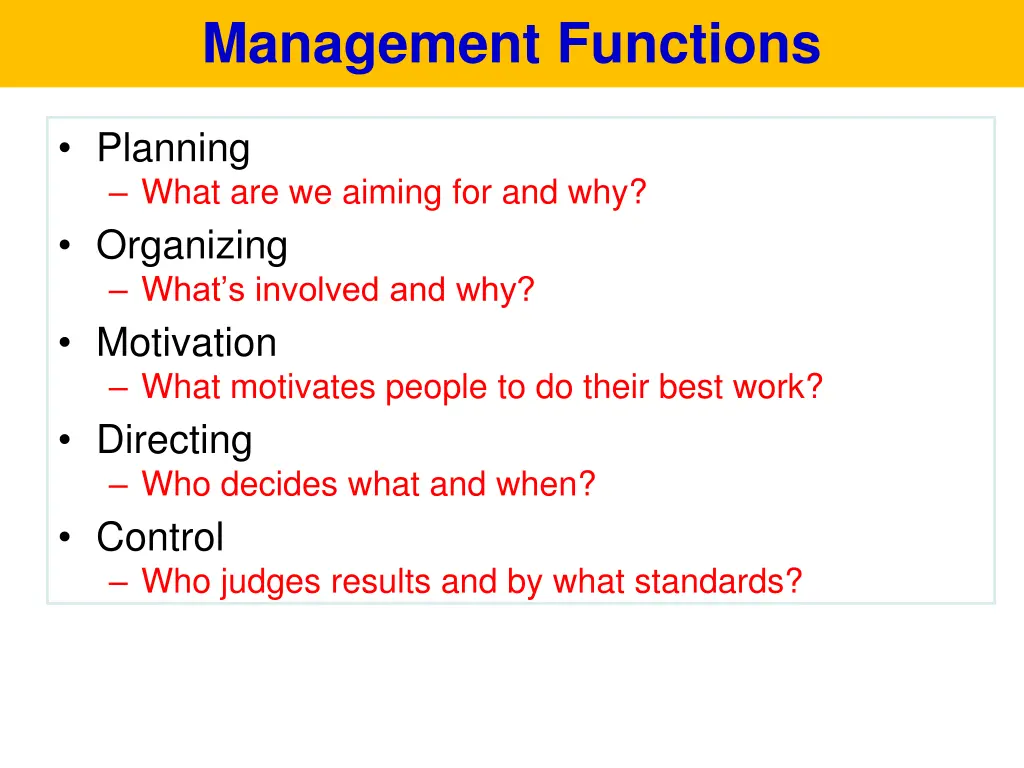 management functions