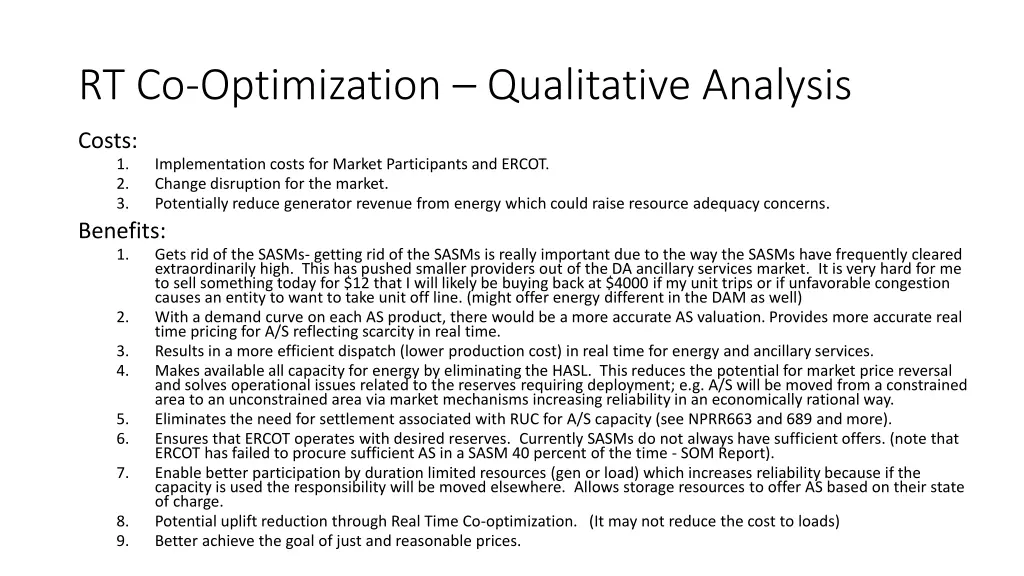 rt co optimization qualitative analysis