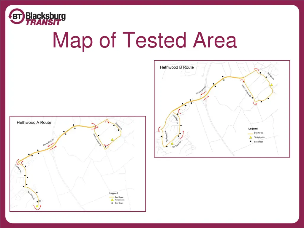 map of tested area