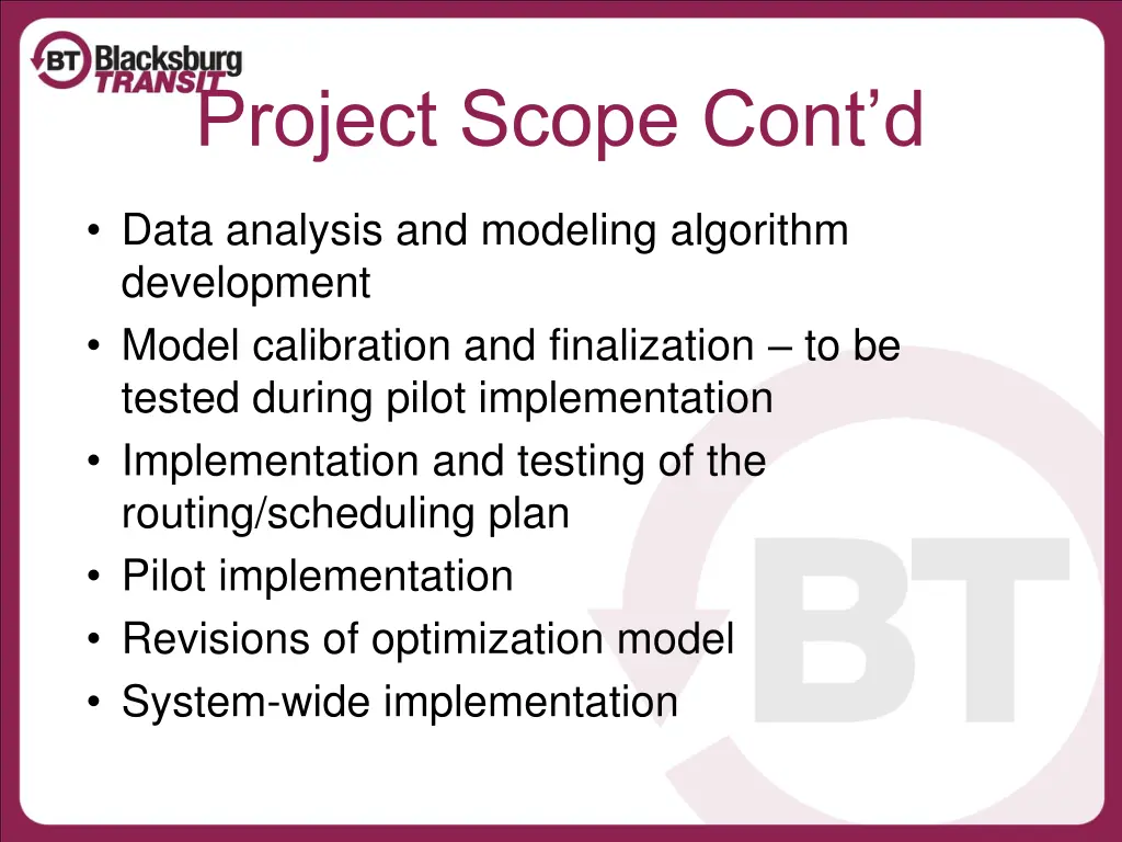 project scope cont d
