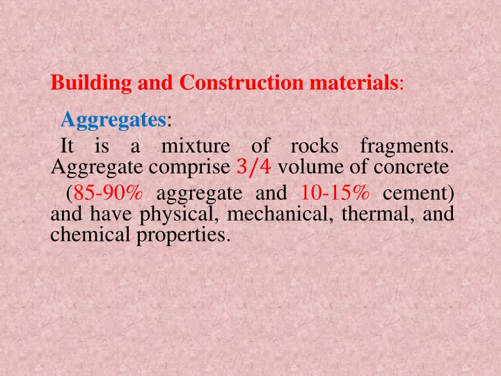 building and construction materials aggregates