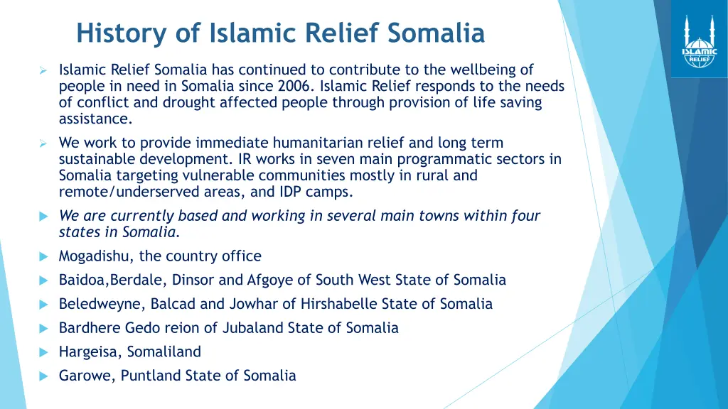 history of islamic relief somalia