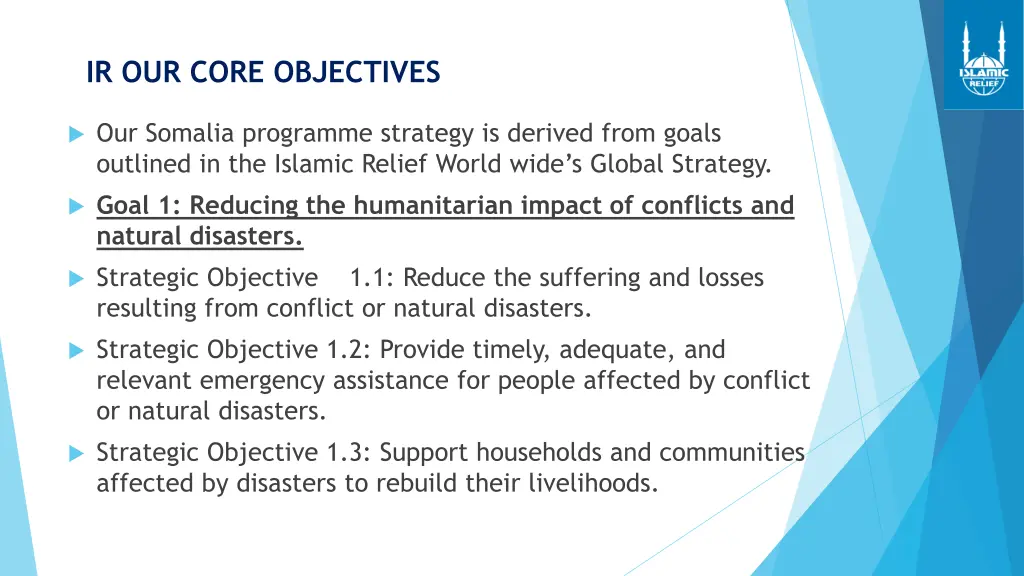ir our core objectives