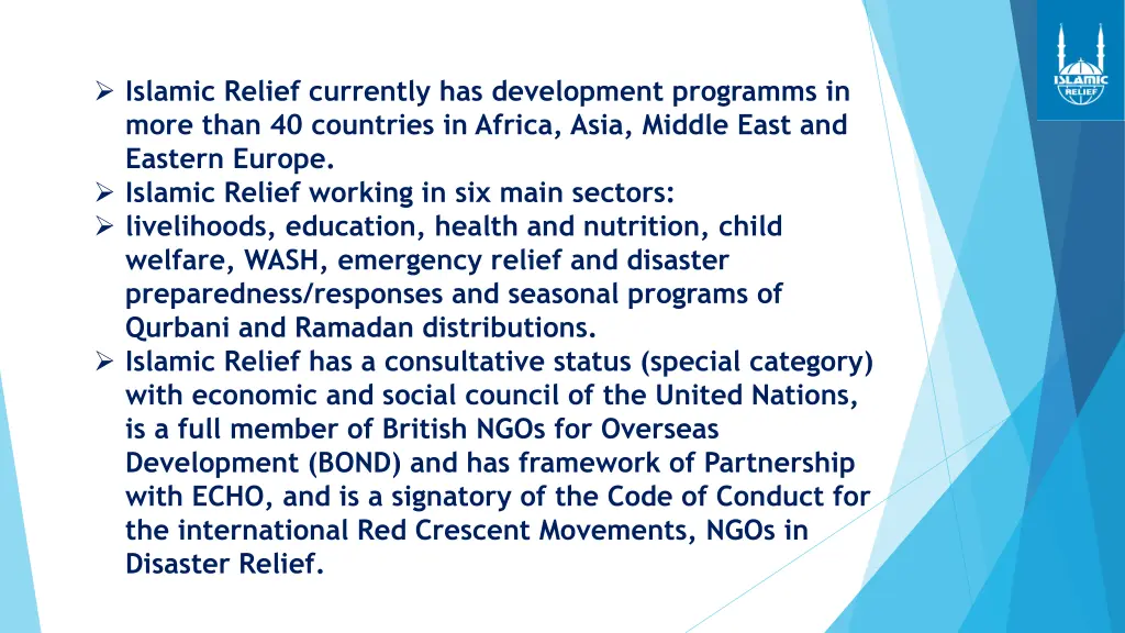 islamic relief currently has development