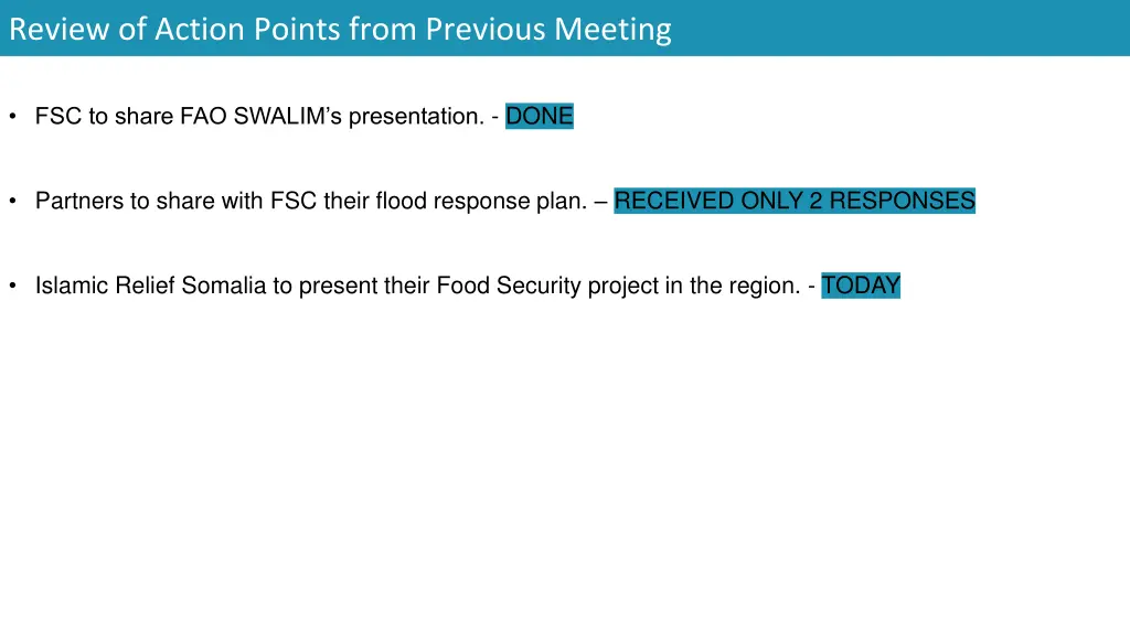review of action points from previous meeting