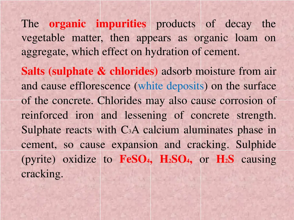 the organic impurities products of decay