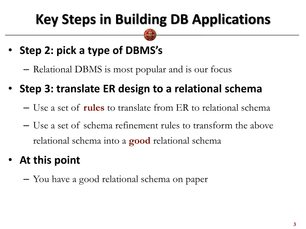 key steps in building db applications 1