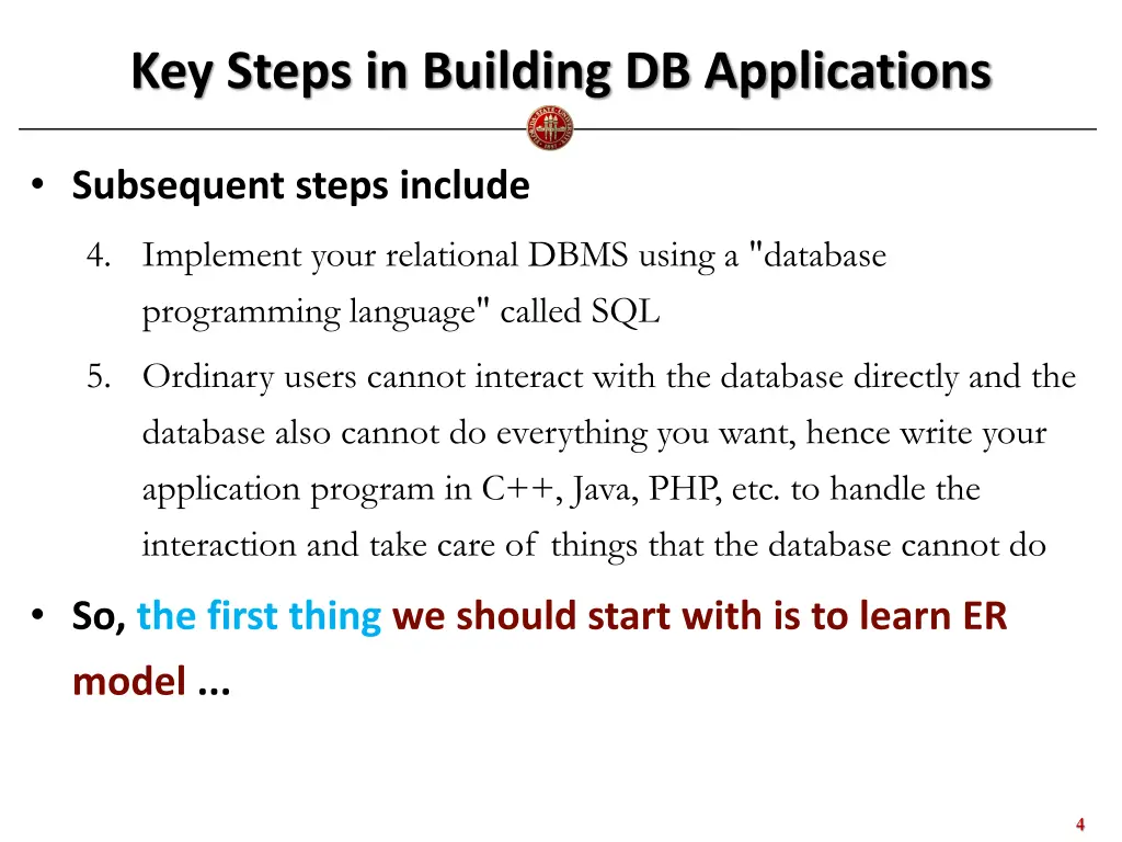 key steps in building db applications 2