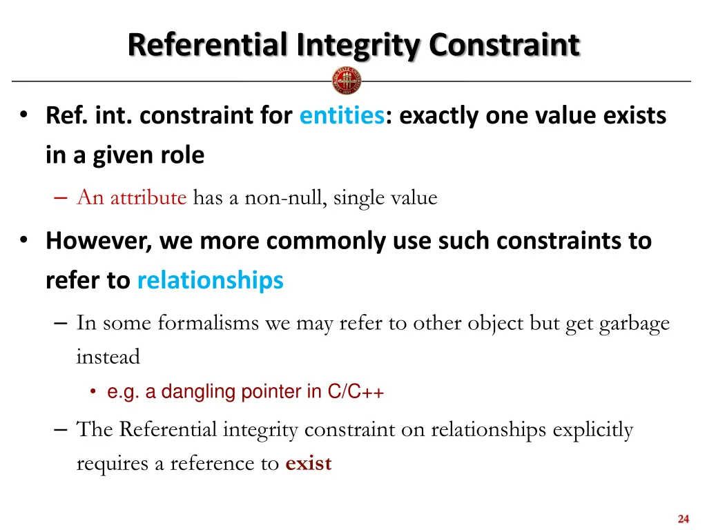 referential integrity constraint