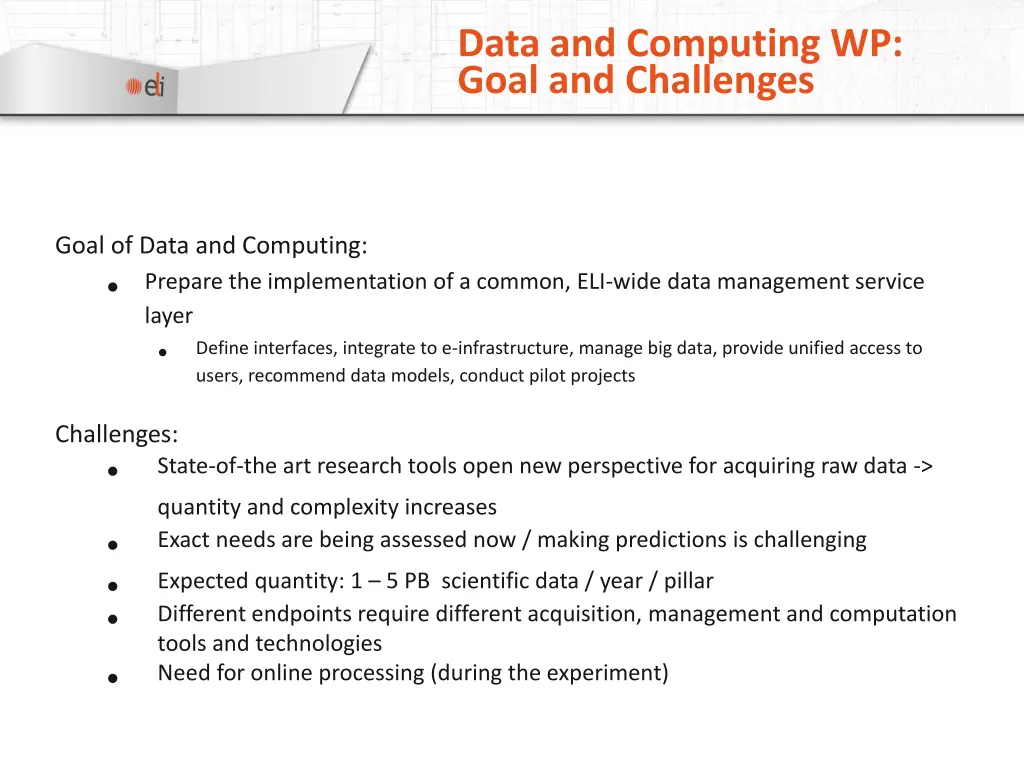 data and computing wp goal and challenges
