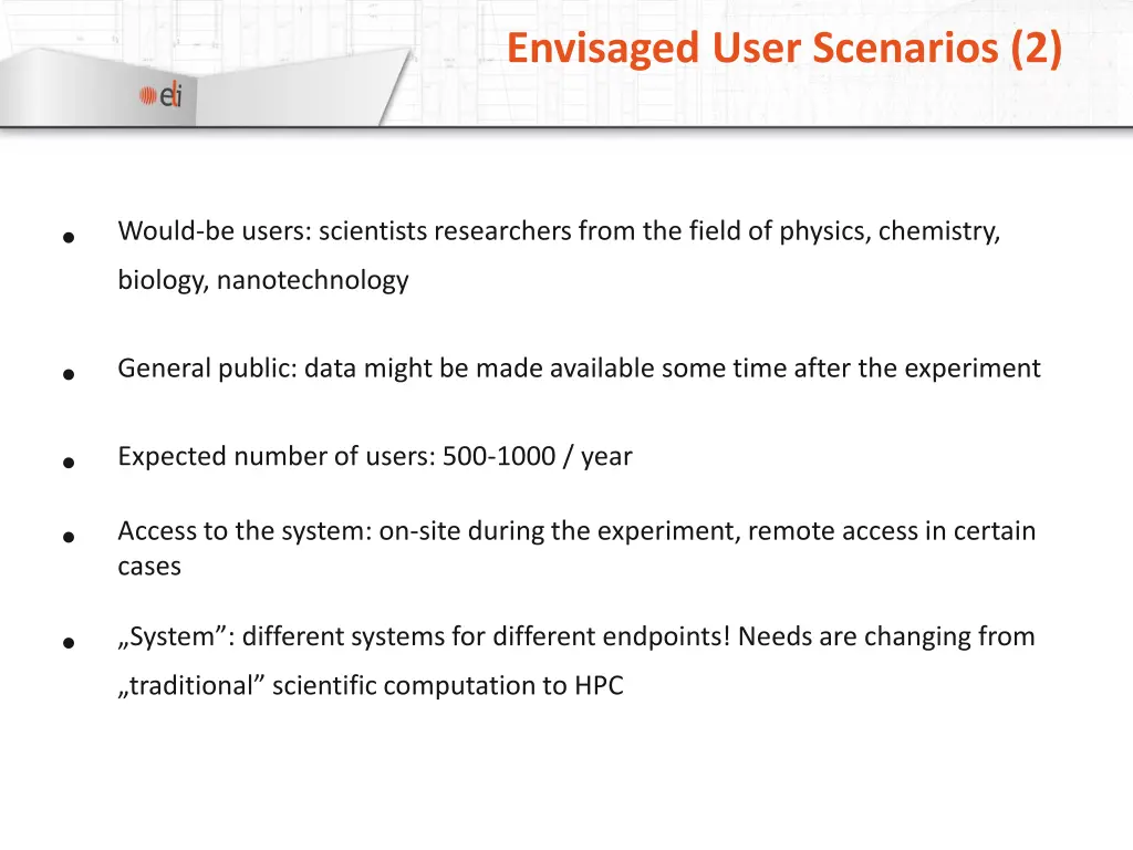 envisaged user scenarios 2