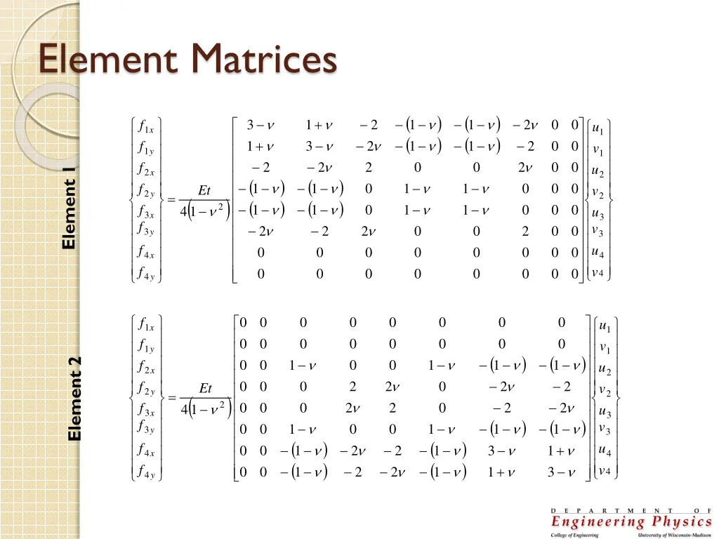 element matrices