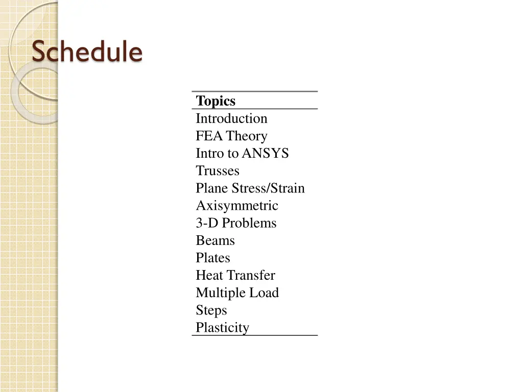 schedule