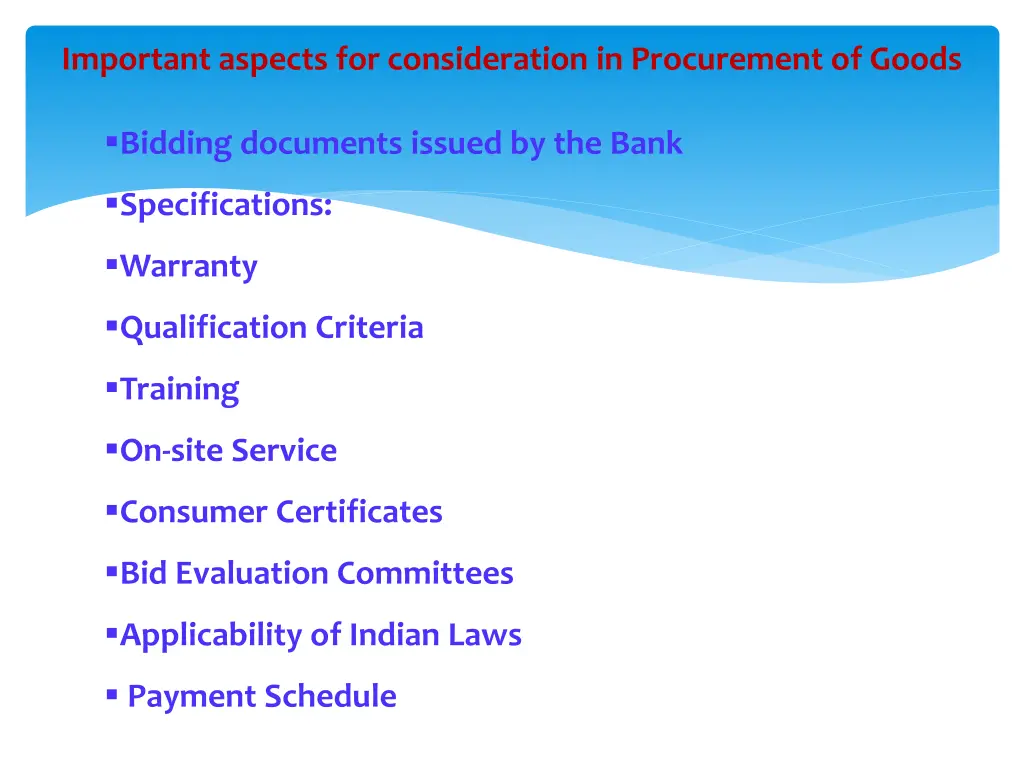 important aspects for consideration